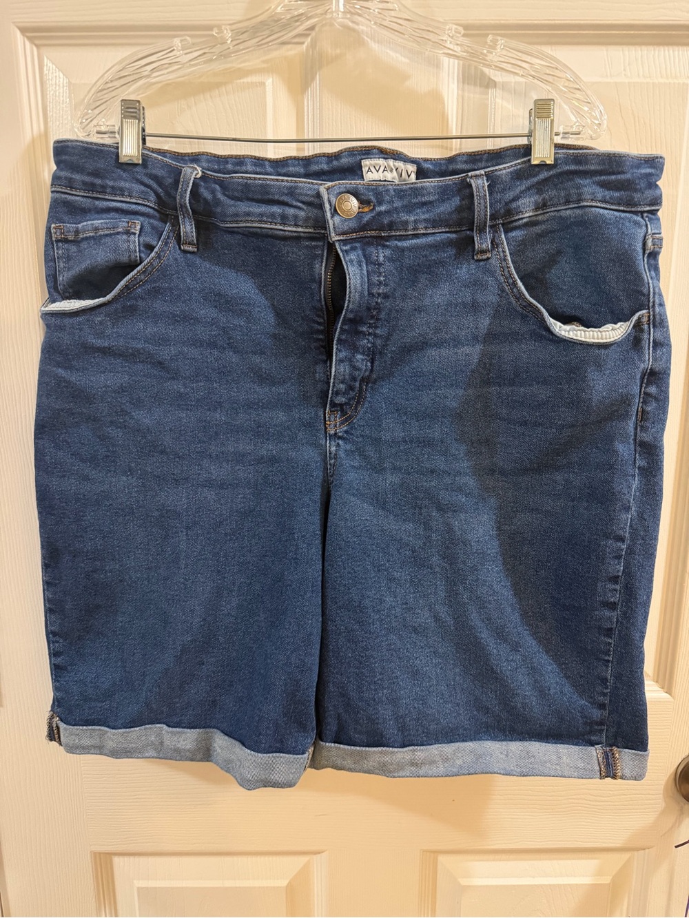 Ava & Viv Medium Blue Cuffed Denim Bermuda Shorts